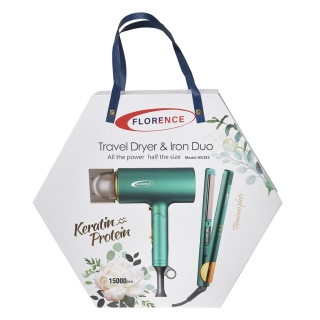 Florence Coffret Coiffage 2-en-1 : Sèche-Cheveux 2200W & Lisseur – Vert - Modèle HK383