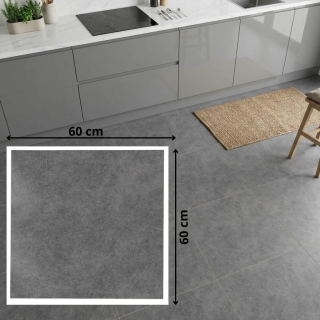 Pack de 10 Carreaux PVC Autocollants pour Sol – 60 × 60 cm – Gris Effet Béton - Modèle 6601
