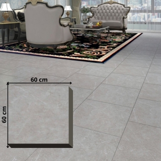 Pack de 10 Carreaux PVC Autocollants pour Sol – 60 × 60 cm – Grège Finition Mate - Modèle 7711