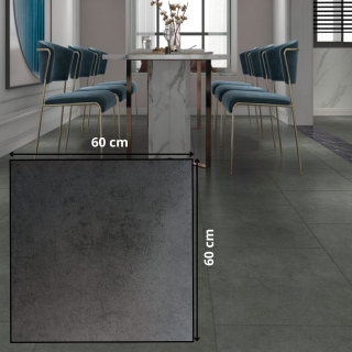 Pack de 10 Carreaux PVC Autocollants pour Sol – 60 × 60 cm – Gris Foncé Finition Mate - Modèle 6602