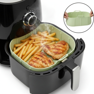 Moule en Silicone Carré Réutilisable Pour Air Fryer - Vert - 21 x 5 cm