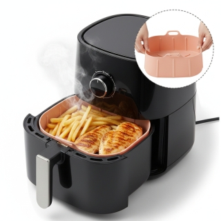 Moule en Silicone Carré Réutilisable Pour Air Fryer - Saumon - 21 x 5 cm