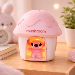 Veilleuse Enfant Rechargeable Forme Champignon Motif Stitch Rose