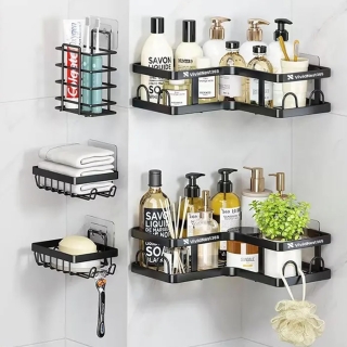Étagère Murale Salle de Bain Sans Perçage – Organisateur Multifonction