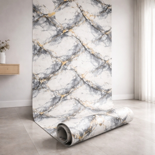 Rouleau Panneau Mural Autocollant Effet Marbre Gris 60 cm x 2,80 m – Épaisseur 3 mm