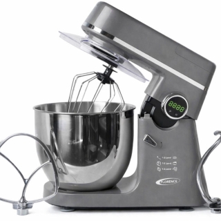 Robot Pétrin Florence FM166 12L 2000W – Afficheur Digital, 8 Vitesses + Pulse, Gris