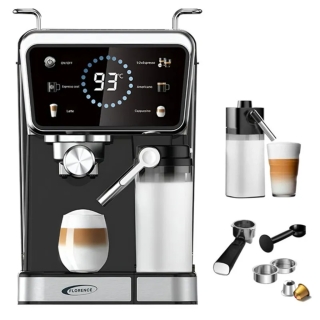 Machine à Café Expresso Florence 5 en 1 HK429 – 1350W, 20 Bars, Latte & Cappuccino