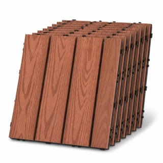 Pack de 10 Dalles Clipsables WPC 30×30 cm – Motif Rouge Brique, Imperméables & Antidérapantes