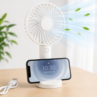 Mini Ventilateur Portable Rechargeable – 3 Vitesses – Blanc