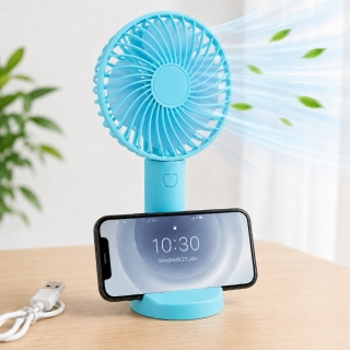 Mini Ventilateur Portable Rechargeable – 3 Vitesses – Bleu