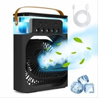 Mini Climatiseur Portable USB Type-C – 3 Vitesses – Veilleuse LED – Réservoir 300 ml - Noir