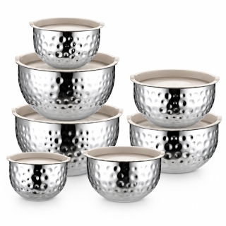 Set de 7 Bols en Acier Inoxydable avec Couvercles – 12 à 24 cm