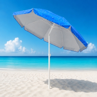 Parasol de Plage Double Toit Inclinable Anti-UV – 2,2 m – Bleu