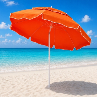 Parasol de Plage Double Toit Inclinable – 2,5 m –Orange