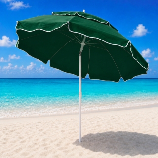Parasol de Plage Double Toit Inclinable – 2,5 m –Vert