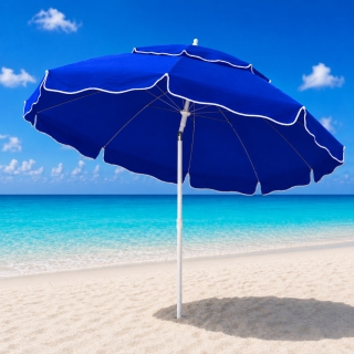 Parasol de Plage Double Toit Inclinable – 2,5 m –Bleu