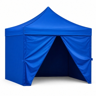 Tente Tonnelle Pliable Imperméable 3 x 3 m avec Fermeture Complète - Bleu