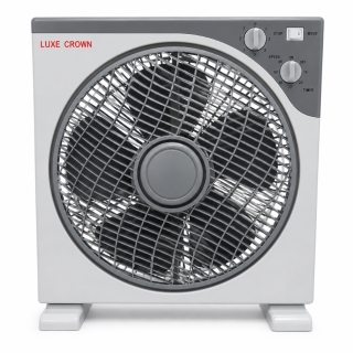 Ventilateur Box Fan Luxe Crown 12" – Ventilateur Carré avec Minuterie et Oscillation