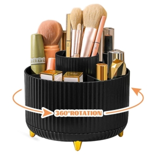 Organisateur de Maquillage Rotatif 360° – 5 Compartiments – Noir