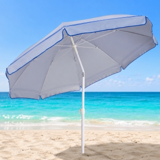 Parasol de Plage Double Toit Inclinable – 2,2 m – Gris