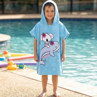 Serviette Poncho Enfant à Capuche Motif Dauphin – Standard (2 à 8 ans)