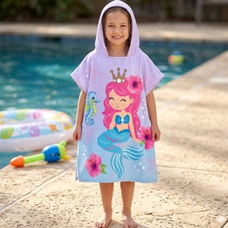 Serviette Poncho Enfant à Capuche Motif Princesse – Standard (2 à 8 ans)