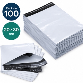 Pack de 100 Sacs d'Expédition 20 × 30 cm avec Fermeture Adhésive