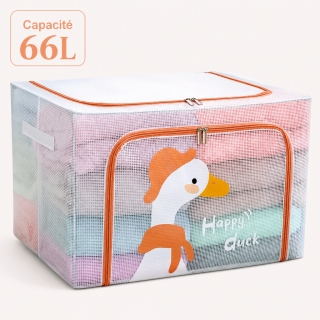 Boîte de Rangement Pliable 66 L 50 x40 x 33cm – Motif Happy Duck – Double Fermeture