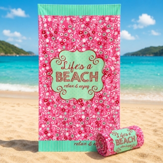Serviette de Plage Microfibre Design Floral Plage Rose – 150 x 70 cm