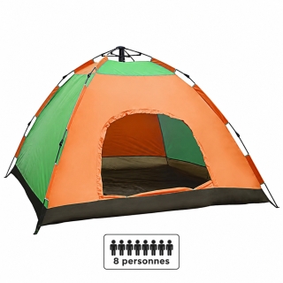 Tente Automatique 8 Places – 2.,5 x 2,5 x 1,65 m – Tente Portable avec Sac de Transport - Orange & Vert