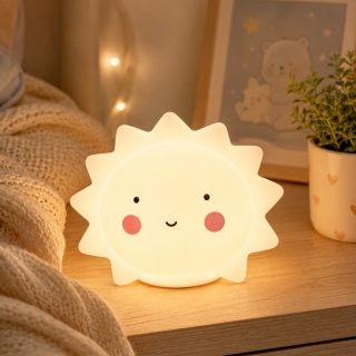 Veilleuse LED Motif Soleil Blanc en Plastique – Lampe de Nuit pour Enfant