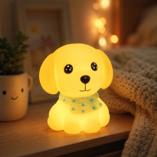 Veilleuse LED Petit Chien en Plastique – Lampe de Nuit pour Enfant