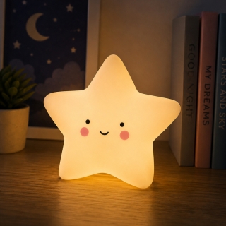 Veilleuse LED Motif Etoile Blanche en Plastique – Lampe de Nuit pour Enfant