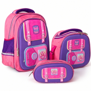Ensemble Scolaire 3 Pièces Princesse Rose – Cartable, Trousse et Sac Repas – De la 1ʳᵉ à la 4ᵉ Année