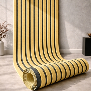 Rouleau Panneau Mural Autocollant Effet Bois Jaune 3D 70 cm x 2,80 m – Épaisseur 5 mm, Anti-humidité