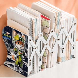 Range-Livres Extensible en Accordéon 50 × 19 cm – Design Renard Astronaute
