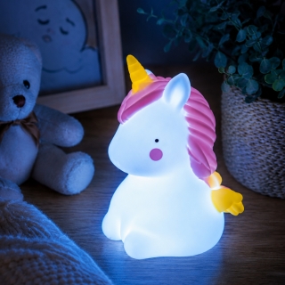 Veilleuse LED Licorne Bleu en Plastique – Lampe de Nuit pour Enfant