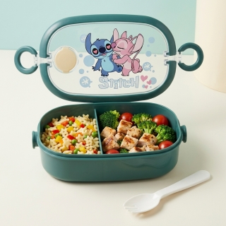 Lunch Box Stitch 700 ml à 2 Compartiments avec Fourchette-Cuillère- Bleu