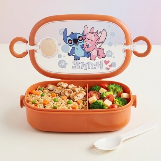 Lunch Box Stitch 700 ml à 2 Compartiments avec Fourchette-Cuillère- Orange
