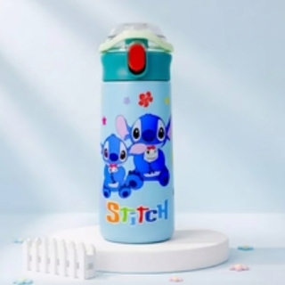 Gourde Isotherme Stitch en Acier Inoxydable 400 ml – Bleu avec Paille Intégrée
