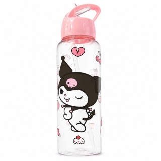 Gourde Réutilisable Kuromi 900 ml en PP avec Paille – Bouteille d’Eau Transparente - Rose