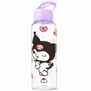 Gourde Réutilisable Kuromi 900 ml en PP avec Paille – Bouteille d’Eau Transparente - Violet