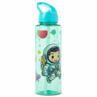 Gourde Réutilisable Astronaute 900 ml en PP avec Paille – Bouteille d’Eau Transparente