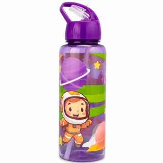 Gourde Réutilisable Astronaute 900 ml en PP avec Paille – Bouteille d’Eau Transparente - Violet