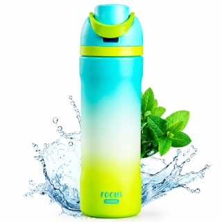 Gourde 1000 ml en PVC avec Paille Intégrée – Bouteille d’Eau Réutilisable pour Sport - Vert
