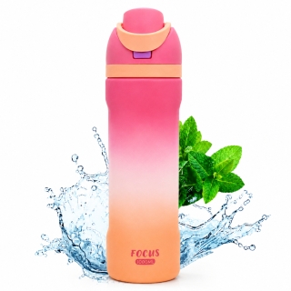 Gourde 1000 ml en PVC avec Paille Intégrée – Bouteille d’Eau Réutilisable pour Sport - Rose