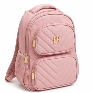 Sac à Dos Multi-Compartiments Imperméable en Similicuir Rose Poudré