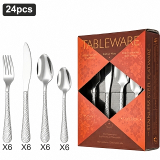 Ménagère 24 Pièces en Acier Inoxydable – Service de Couverts 6 Personnes