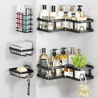 Étagère Murale Salle de Bain Sans Perçage – Organisateur Multifonction