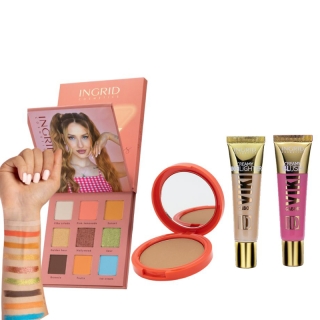 Coffret : Bronzer & Highlighter Crémeux & Blush Crémeux & Palette de Fards à Paupières